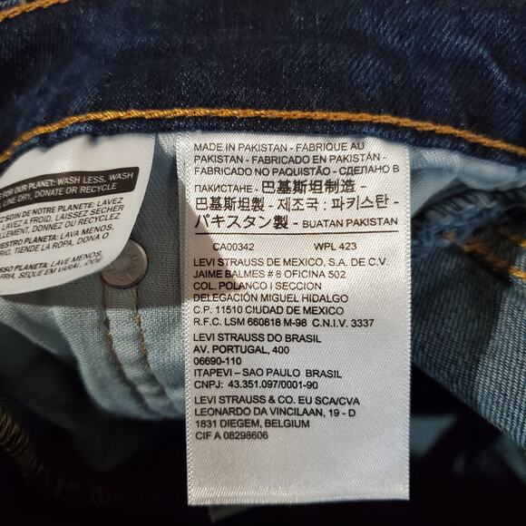 Levis 505 Regular Fit Straight Dark Wash Jeans Mens Sz 32x32 Classic Blue Denim - Picture 7 of 10